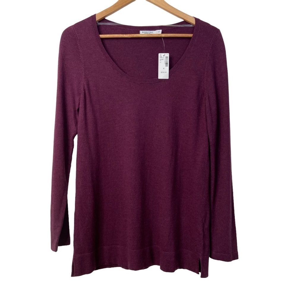 Reitmans kint sweater scoop neck soft modal blend burgundy raspberry long Small